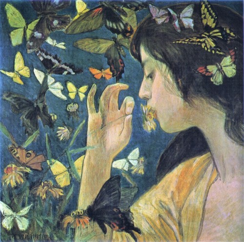 peaceinthestorm: Fujishima Takeji (1867-1943, Japanese ) ~ Butterflies, 1904
