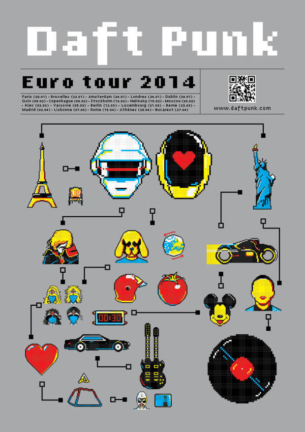 it8bit:  Daft Punk Pixel Art Poster Created by Magali Dorigo