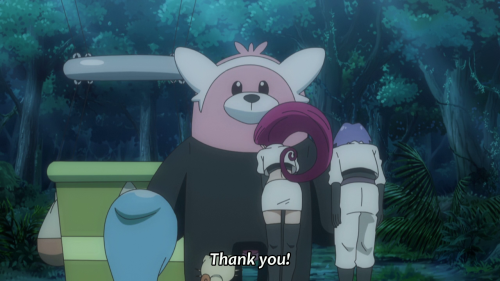 pokeaniepisodes:One last hug from Bewear to Team Rocket…but this time, it’s a gentle and affectionat