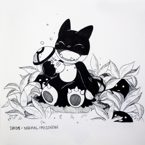 DAY 01 spontaneously decided to hop onto inktober 2018 a day late with a mix of inktober and poketob