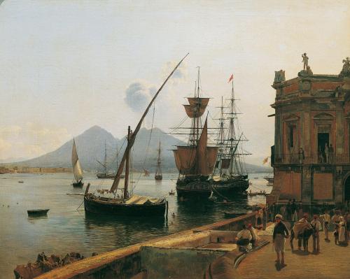 Rudolf von Alt - The Port of Napels with Vesuvius (1836)