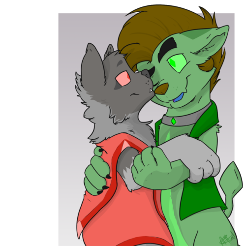 scruffy-scribbles: Scoira giving Wisp some silly smooches!  YCH results for @ask-wisp-the-diamond-dog! These two are adorable! I do love diamond dogs!! They’re fluffy and cute! We need more diamond dog OCs!!  <3