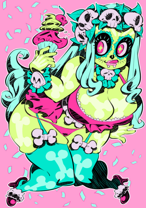 rafchu:Skeleton girls like to eat cupcakes too! <3