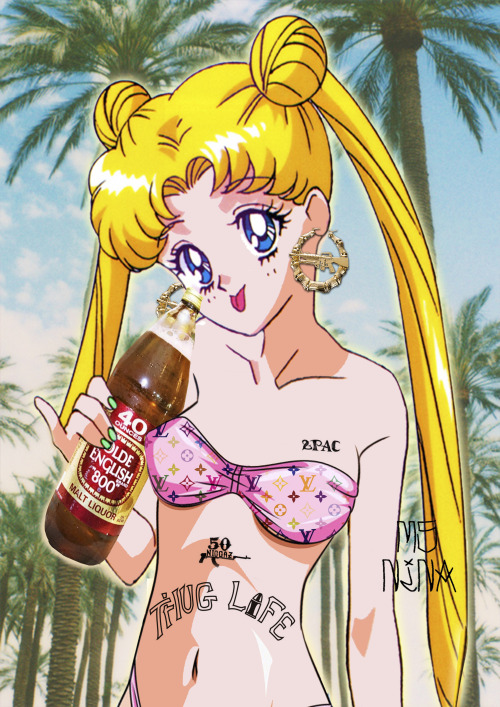 msnina-art:  sailor moon  x thug life x beer x louis vuitton x palms x summer x ms nina MAKING SHIRTS 