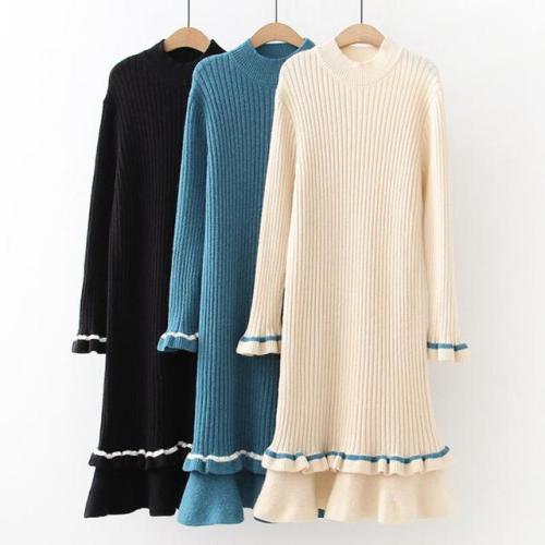 Pure Color Ruffle Sweater Dress starts at $41.90 ✨☀️✨Lovely, isn’t it?