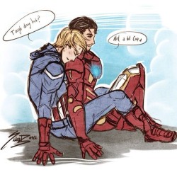 &ldquo;CA: tough day huh? IM: not a bit Cap ❤️&rdquo;  Long day Thursday&hellip; #captainamerica #ironman #avengers