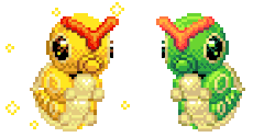 kattling:  Bouncy shiny Caterpie and Caterpie~ 