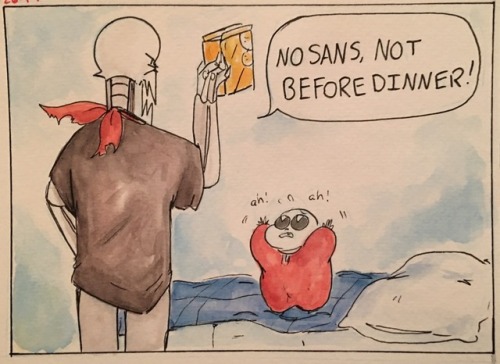 stuffedart: Big bro Paps is a pushover and baby Sans will ruin his appetite. @starlight802