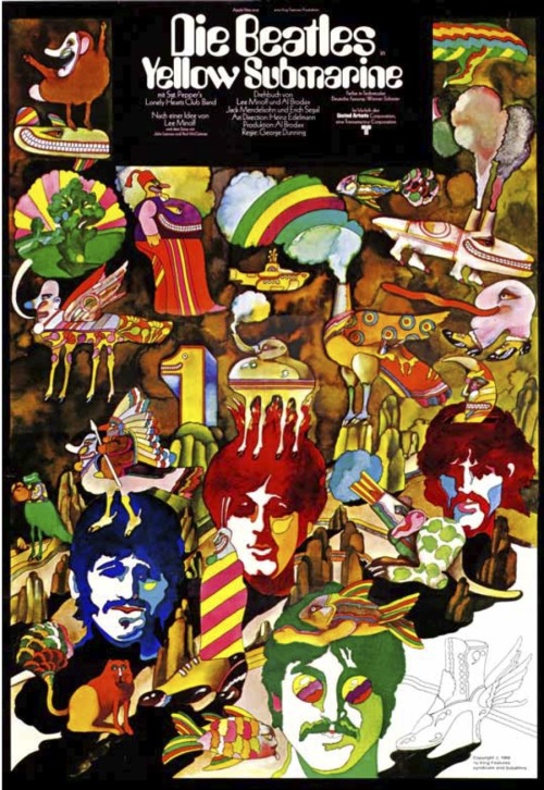 Heinz Edelmann, artwork for Yellow Submarine, German Film Poster, 1969. Source Paris Review.
