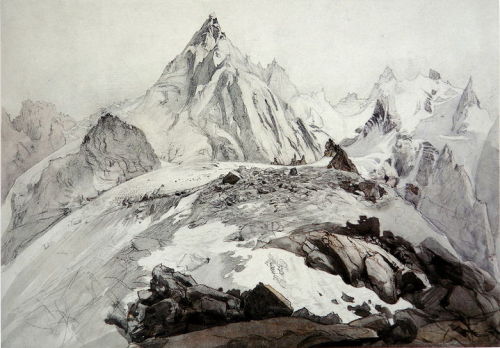 artist-john-ruskin:The Aiguille Blaitiere, 1856, John Ruskin