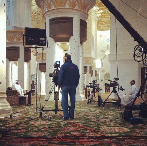 islamic-art-and-quotes:  Quran Reciter Mishary al-Afasy Presenting TV Program at