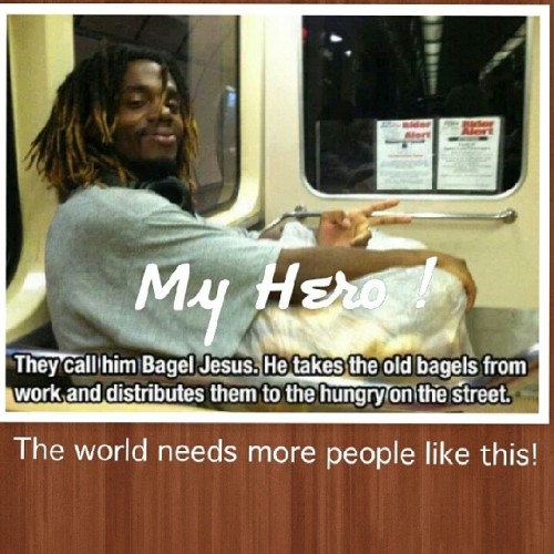 queennubian:  humorous-blog:  foreveralone-lyguy:  gettingahealthybody:  webofgoodnews:  Some more kindness! Image sources: 1, 2, 3  Faith in humanity restored, I hope good things befall on them.  bless you Bagel Jesus  ▒  BAGEL JESUS!!!! 