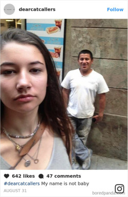 luciferlaughs:This woman started taking selfies with catcallers and uploaded them onto Instagram, captioning them with the vulgar words used by each of these creeps toward her.