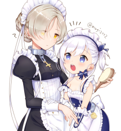 wholesomeyuri:  ✧･ﾟ: *✧ HMS Maids ✧ *:･ﾟ✧♡ Characters ♡ : Sheffield ♥ Belfast♢ Video Game ♢ : Azur Lane☆ Source ☆ : twitter.｡*ﾟ+.*.｡ Art by   @mugi2112   ｡.*.+*ﾟ｡.♥*♡+:｡.｡ check out r/wholesomeyuri for