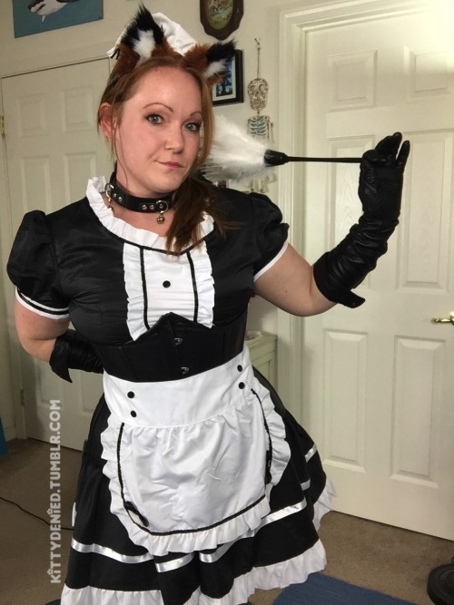 Trying on my maid outfit&hellip; Feels super weird to be so covered up! ;)Sir mentioned somethin