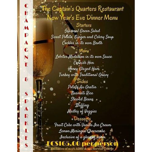 Caribbean New Year’s Eve Dinner Tip: ‘The Captain’s Quarters’, Antigua Celebrate 2015 and welcome 20