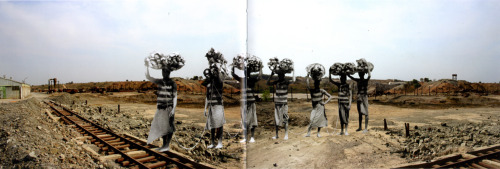dynamicafrica:  Conscious of space, time and memory, making use of contrast and juxtaposition, and inspired by the colonial mining industry in his birth province of Katanga, Congolese mutli-media artist Sammy Baloji combines these elements to create a