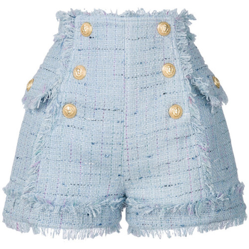 Balmain nautical bouclé shorts ❤ liked on Polyvore (see more blue shorts)