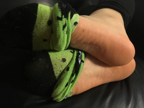 Nikki’s meaty soles and her stinky green socks!