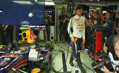 Mark Arriving In The Garage For His Last F1 GP