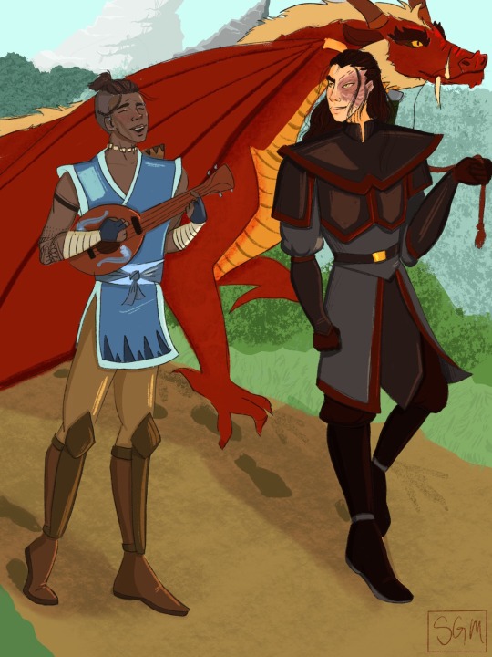 marvelousrats:  The Witcher and his bard.This is what happens when I spend a whole day watching the Witcher and scrolling through the Zukka tag. Also Fire Nation armor is hot AF and I wish we got more of Zuko wearing it. I spent all day thinking about
