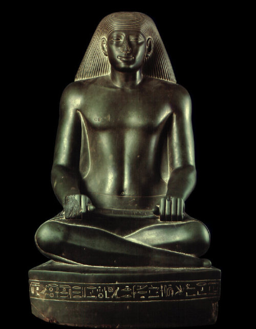 Statue of Nespaqashuty, Son of NespamedouIn this well modeled and polished statue, the vizier Nespaq