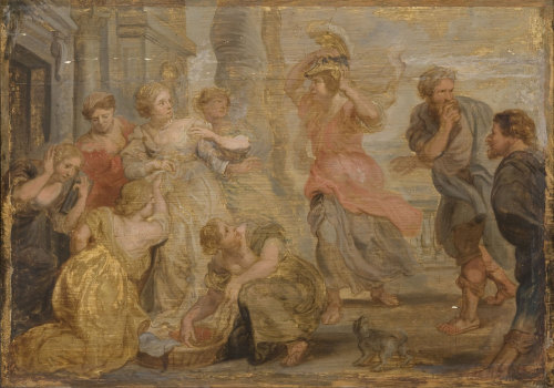 Achilles Among the Daughters of Lycomedes, after the painting by Peter Paul Rubens in the Museum Boy