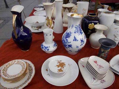 Various porcellain items from antique market in Wroclaw, Poland.