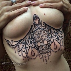 womenwithink:  By David Boggins #womenwithink #sternum #ink #inked #inkedgirl #tattoo