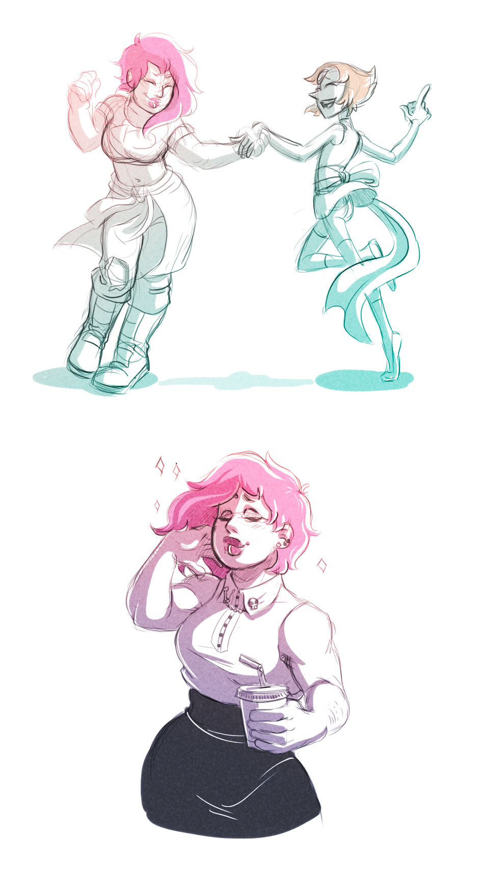 eversartdump:  Just a couple of sketches. I was hoping to draw more but…*shrugged*