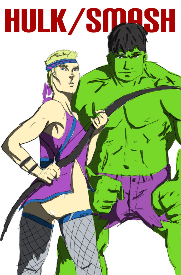 sassyfangs13:  My contribution (finally) to the Hawkeye Initiative. Plus we all need