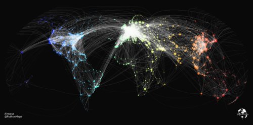 mapsontheweb:Mapping the world’s flight paths and airports. This map shows 67,663 routes betwe