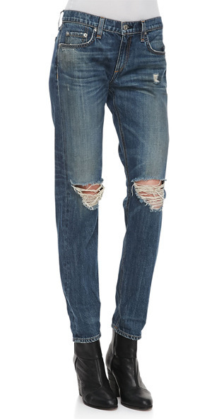 rag & bone/JEAN Boyfriend Buckley Ripped-Knee Jean