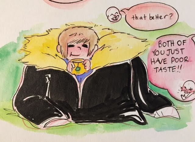 stuffedart:  Here are most of the doodles I’ve done of a sick/injured Frisk being