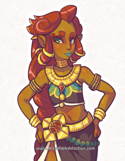 dreadlock-detective:  dreadlock-detective:It’s a fanart marathon today apparently! Riju the Smolest Gerudo from Zelda: Breath of the Wild  Wow, it’s been a full year since my first BotW fanart~ Since then I’ve gone from a handful of followers to