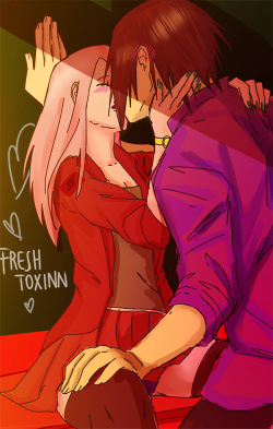 freshtoxinn:  Art is based on AU SasuSaku story written by lovely @roraewrites.  💋   💋   💋  Tbh I’m not into AU stories but this one is definitely my fav. {Click to read first chapter}