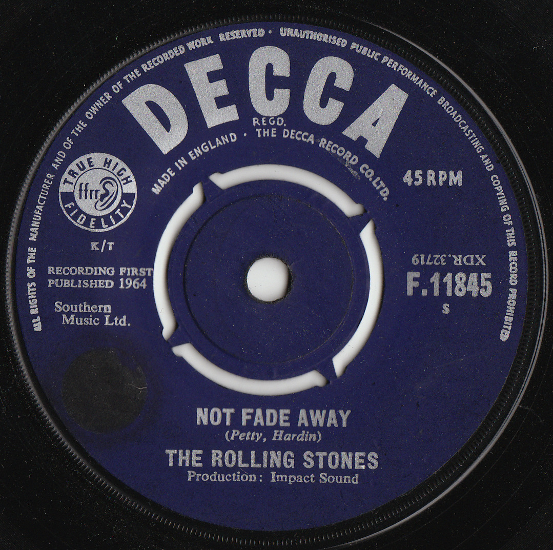 lpcoverart:  THE ROLLING STONES Not Fade Away 1964 UK DECCA RECORDS 7” VINYL SINGLE