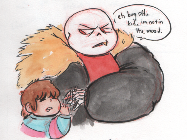 stuffedart:  Frisk knows what to get edgy grumpy laughing again. Sans didn’t let