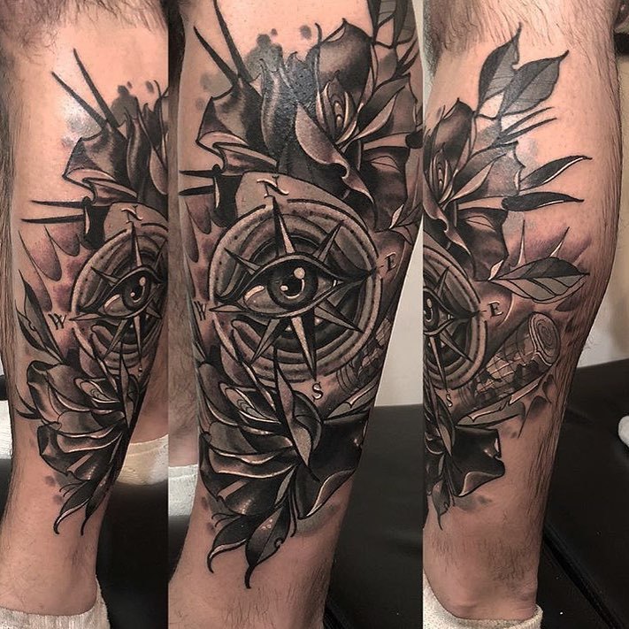 Amazing Skull rose and eye tattoo on forearm by Zak Schulte