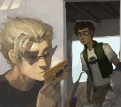 sonotcanon-draws: overworked stress paintinggggg the scenario i had in mind is something along the lines of, ’after the breakup, jake has one of those out of nowhere realizations one day that he really likes dirk.’ i’m sorry, super corny,