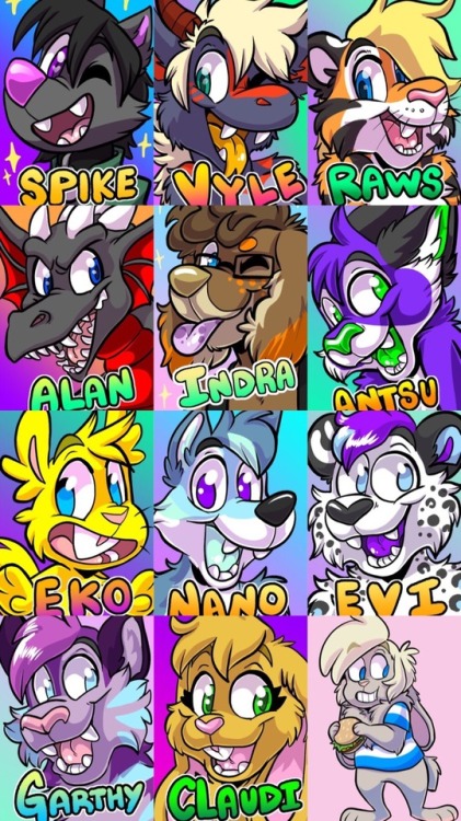 Here’s all the badges I drew at Anthro New England and Nordic Fuzz Con!