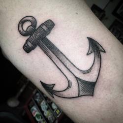fourthkindillustration:Made this anchor for Juan the other night. First one!! Thanks man⚓️ #anchortattoo #pcrumptattoos #savannahtattoos #thebutcher #1337tattoos  (at The Butcher)