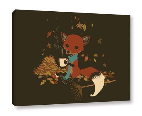 Guys, look!  My “Rake Break” design is on canvas now :-D  Cutest lil’ autumnal fox you ever did see!