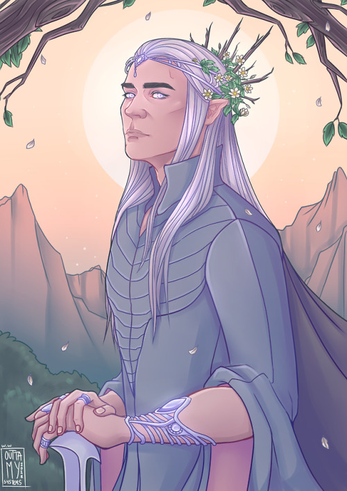 outtamysystems: A crown of woodland flowers.Thranduil (the Hobbit) fanart.