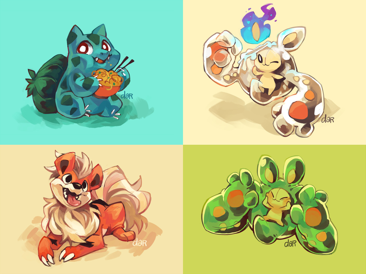 dar-draws:digimon and pokemon paintingsfirst 4 done in SAI (rip my son) and the rest