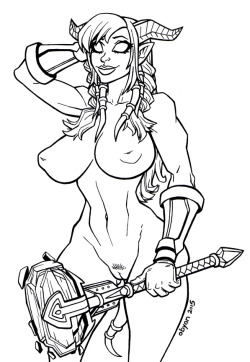 obyan:  Draenei pen drawing to be colored later, but enjoy some lineart in the meantime! 