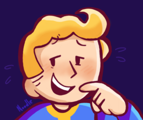 ginghamcheckers:vaultboymybeloved:vault boy drawing i did a couple of days agoi love him so much [ID