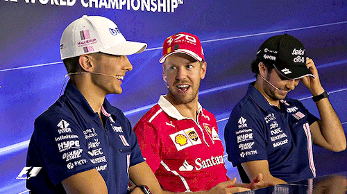 violetvettel:you know you wanna be a part of the this gossip sesh with este, seb and checo!(x)