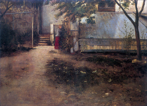 The Patio of my house  , Paris*    -    Santiago Rusiñol, 1890Catalan, 1861-1931*Jardin du Moulin de