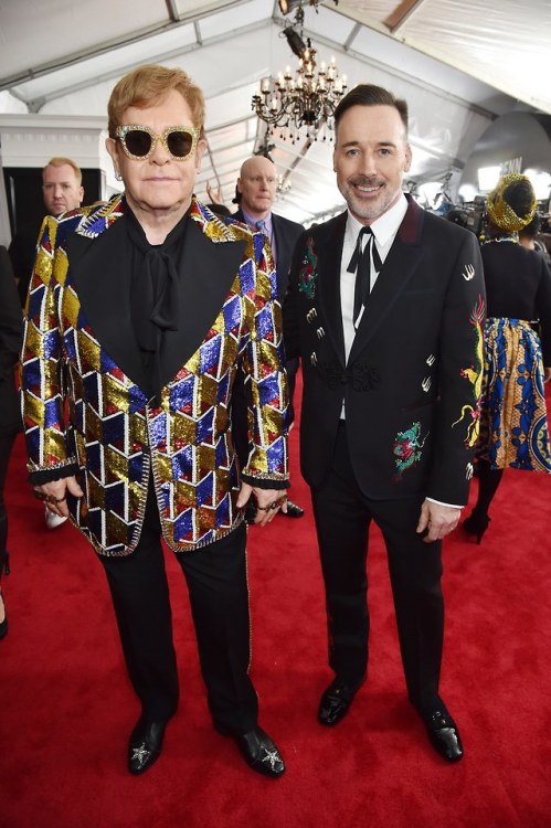 Elton John and David Furnish - The 60th Annual Grammy Awards, New York City | January 28, 2018